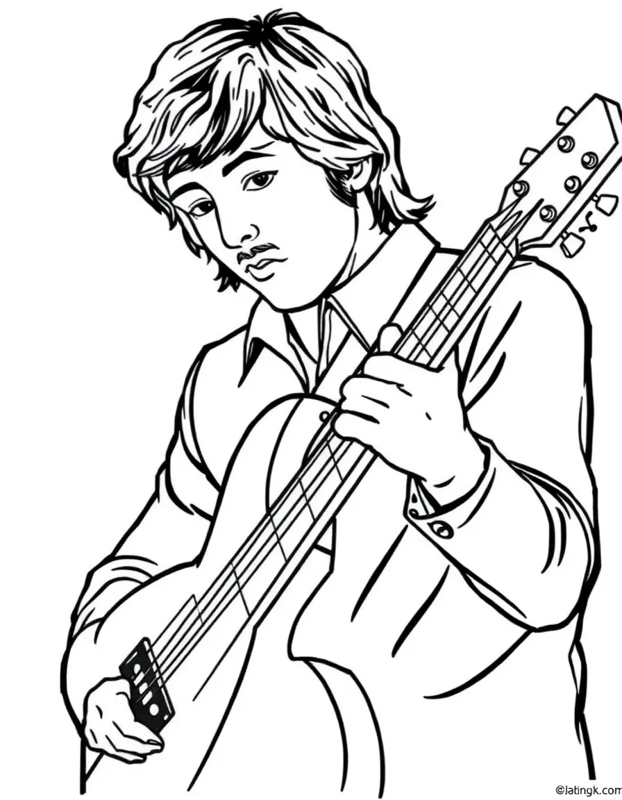 Paul McCartney holding a bass.