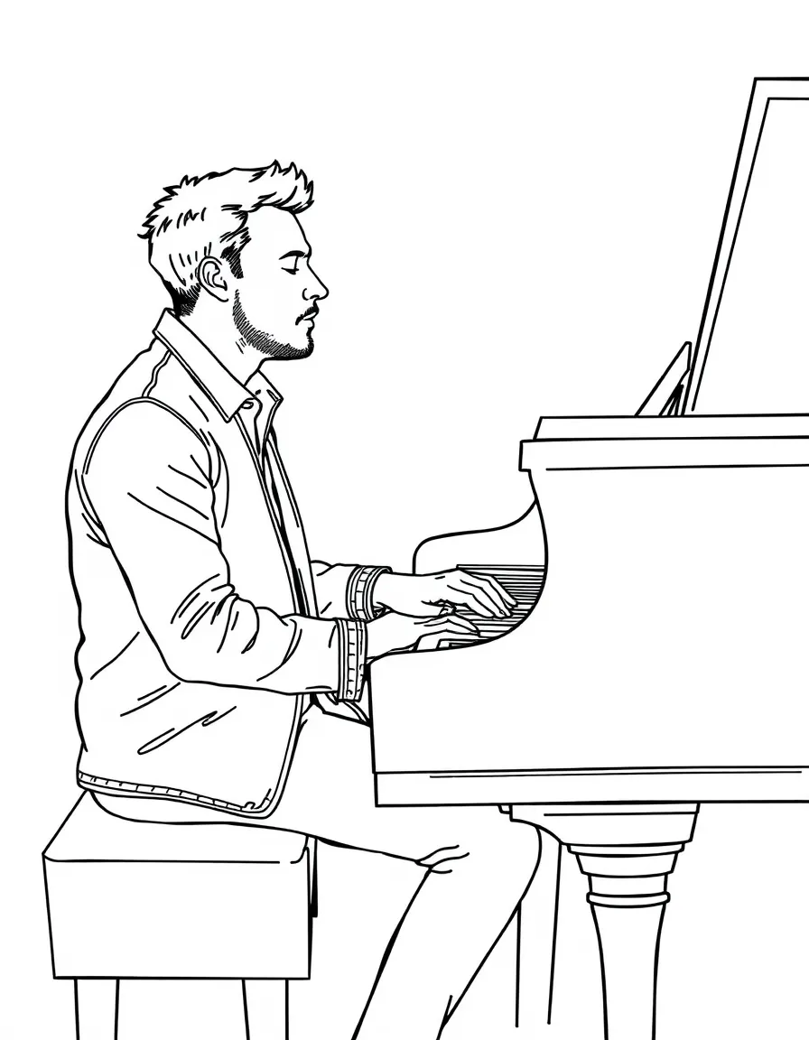 Chris Martin playing piano.