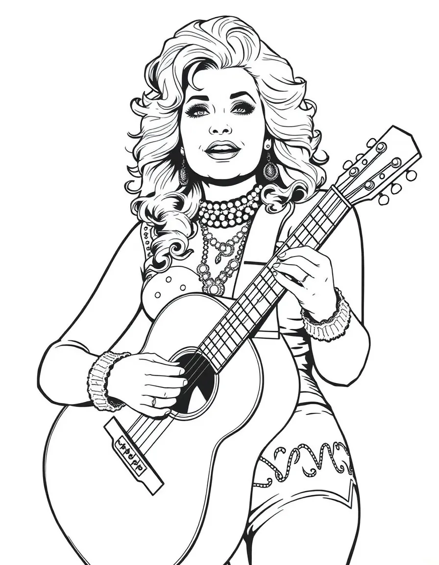 Dolly Parton with a guitar.