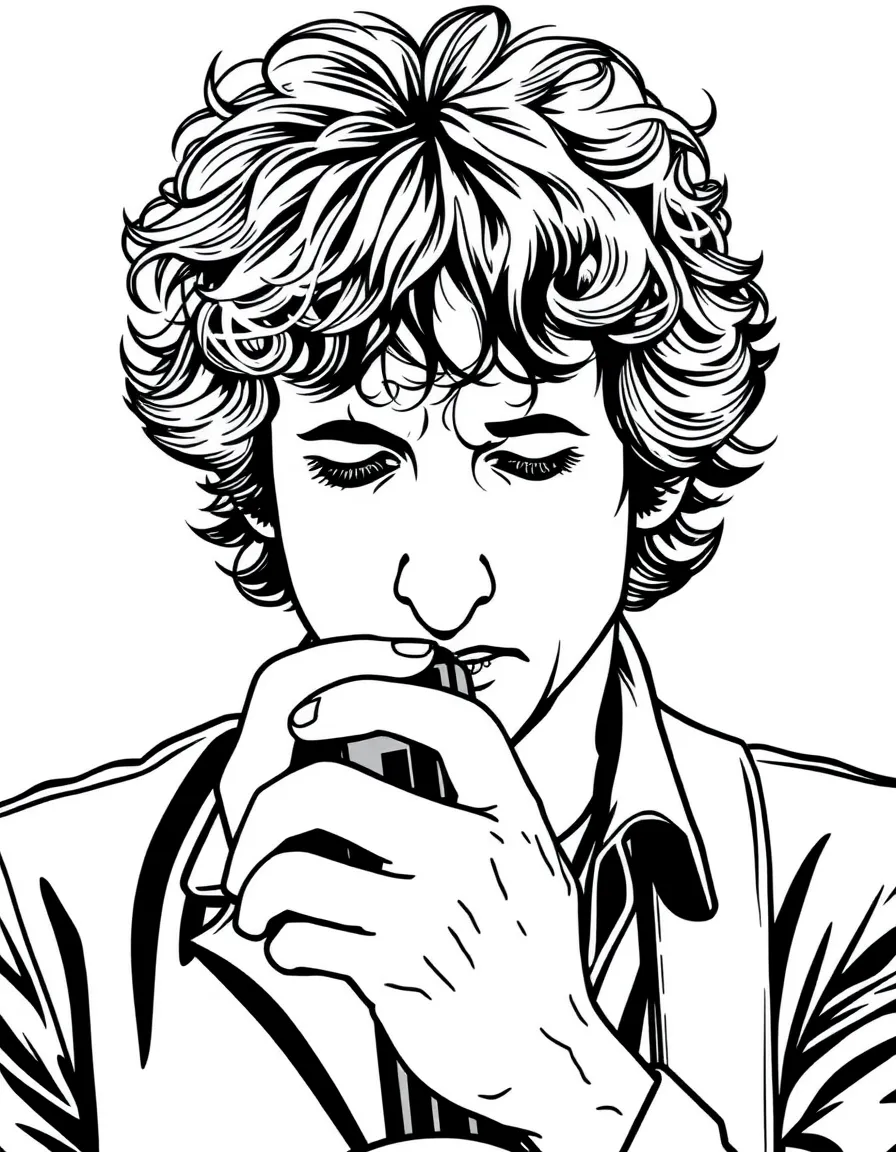 Bob Dylan with a harmonica.