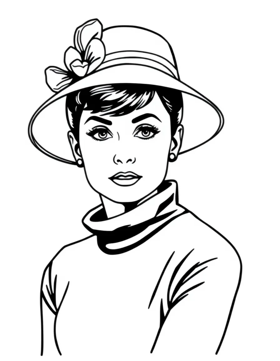 Audrey Hepburn with a elegant hat.