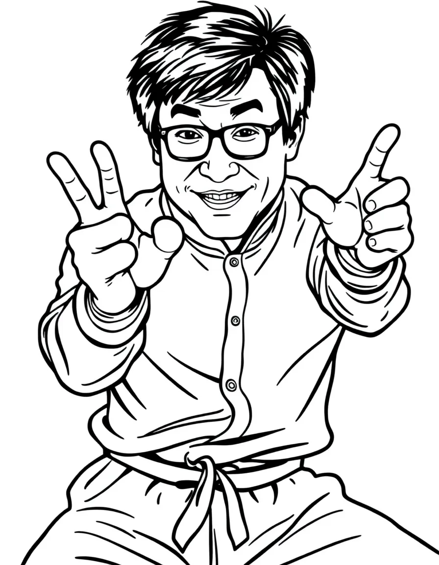 Jackie Chan doing a funny pose.