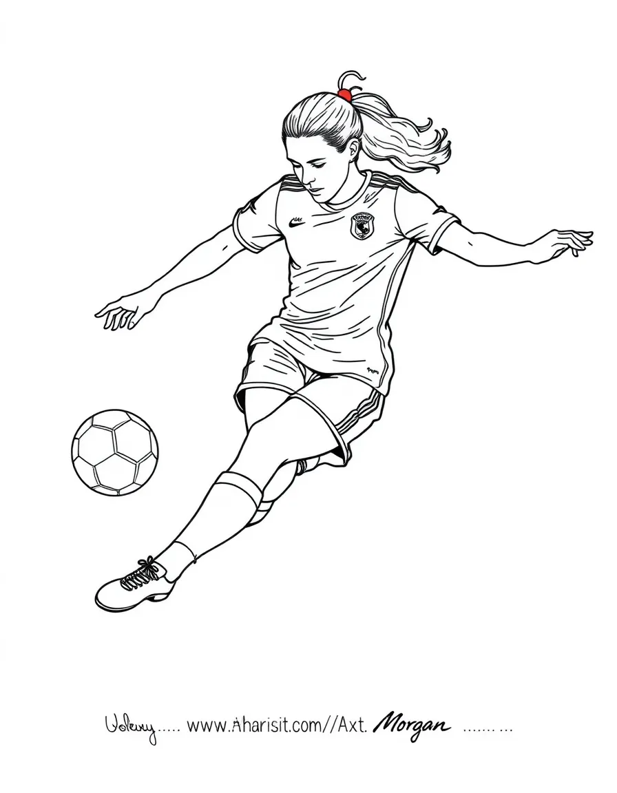 Alex Morgan kicking a soccer ball.