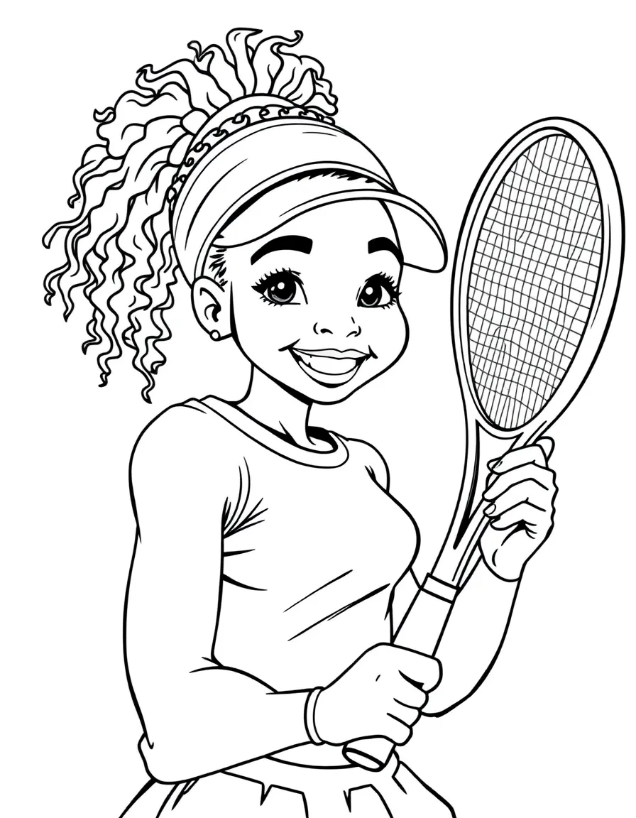 Coco Gauff smiling with her racket.