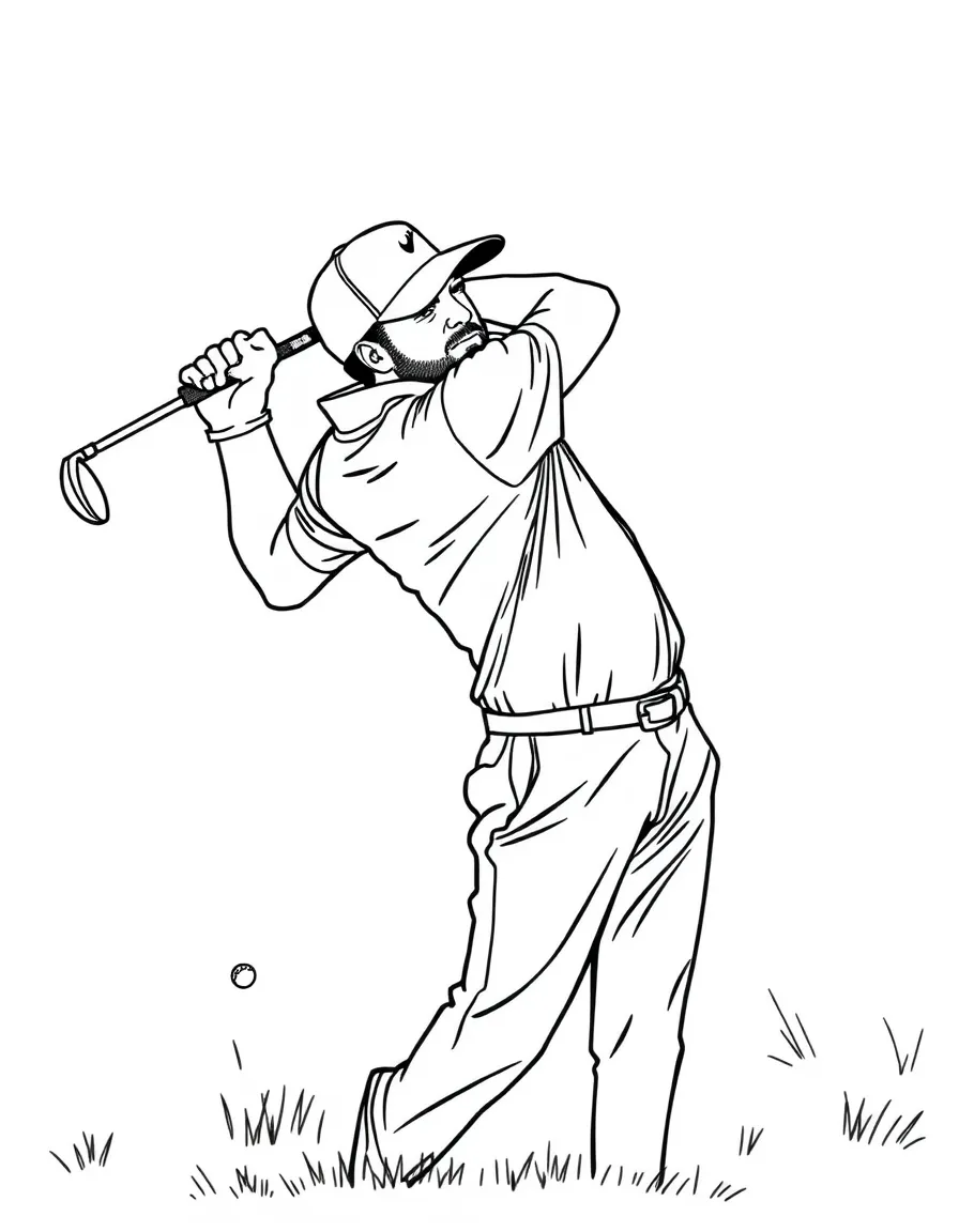 Dustin Johnson hitting a long drive.