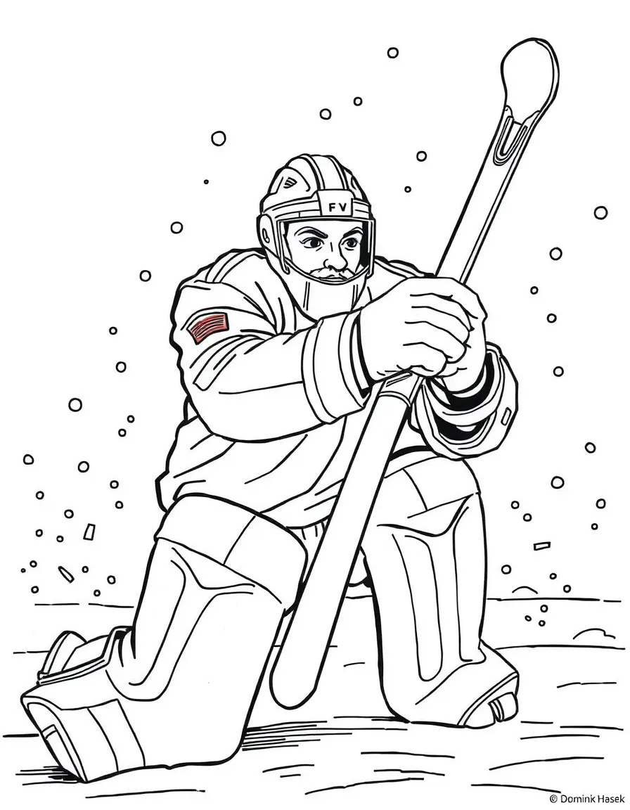 Dominik Hasek making a save.