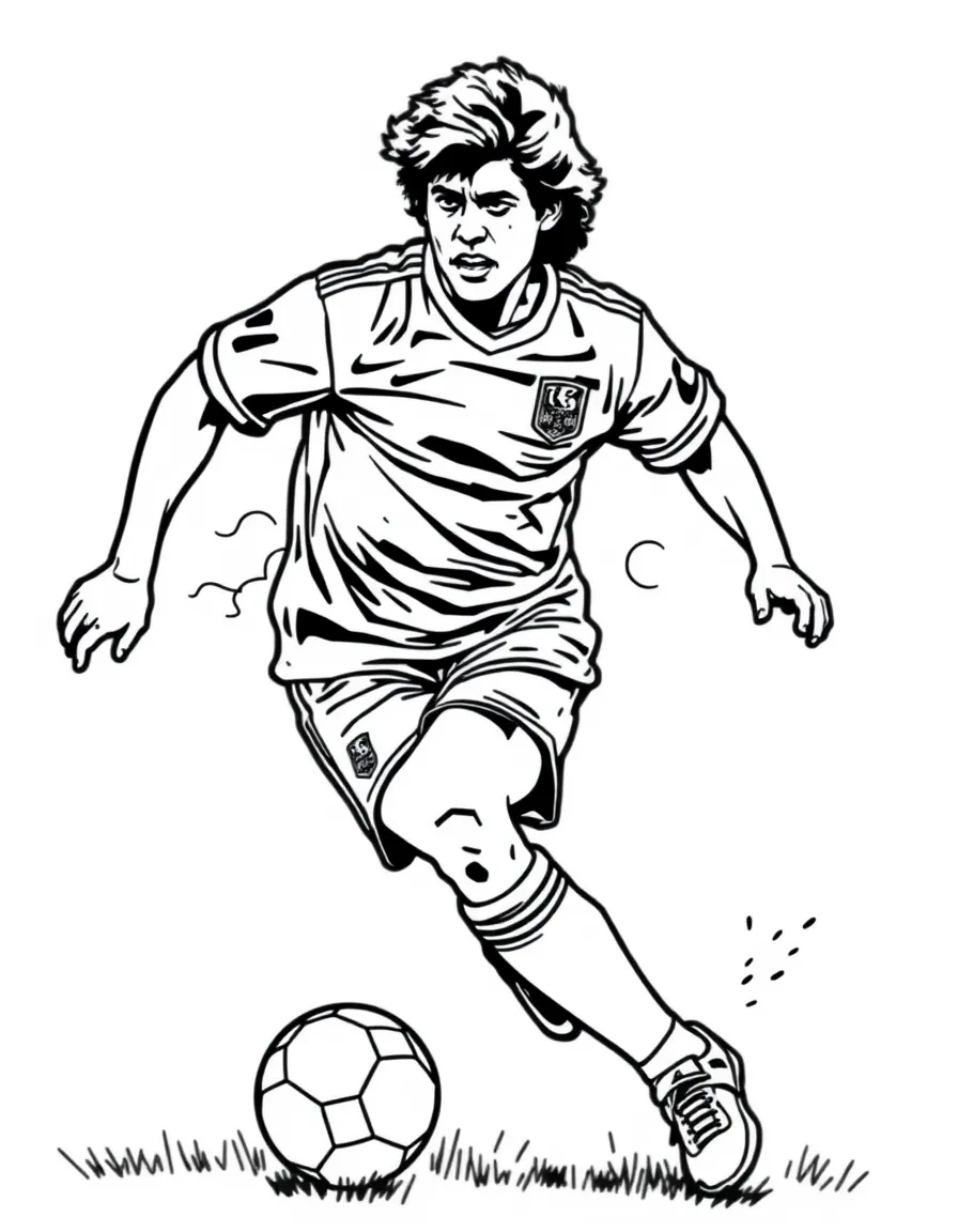 Diego Maradona dribbling.