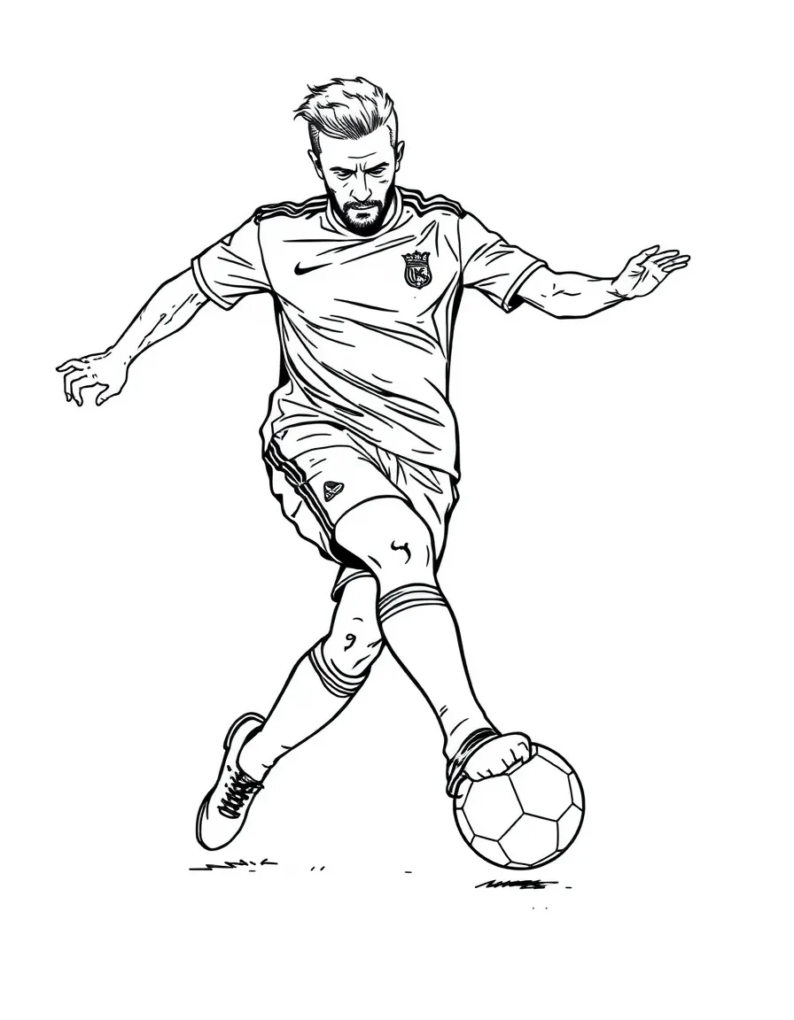David Beckham kicking a free kick.