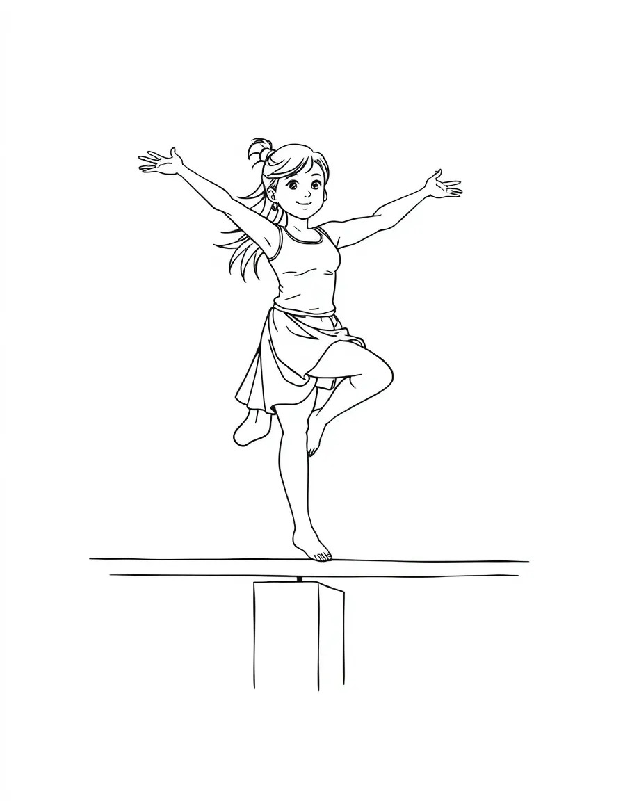 Suni Lee balancing on a beam.
