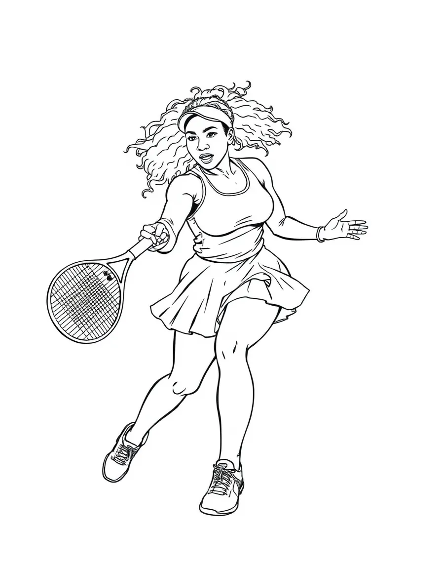 Serena Williams hitting a powerful shot.