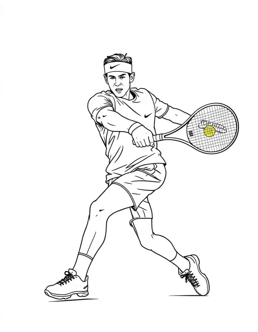 Rafael Nadal hitting a topspin forehand.