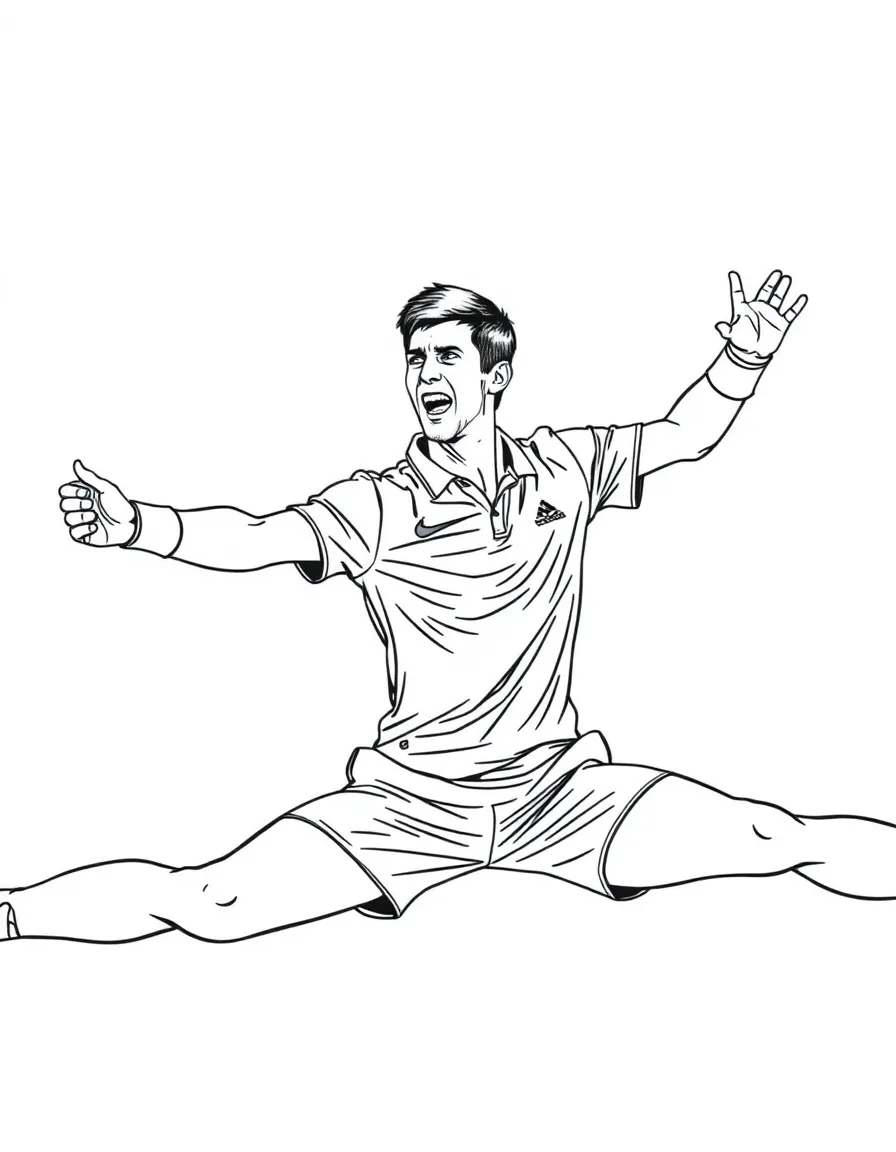 Novak Djokovic doing a split.