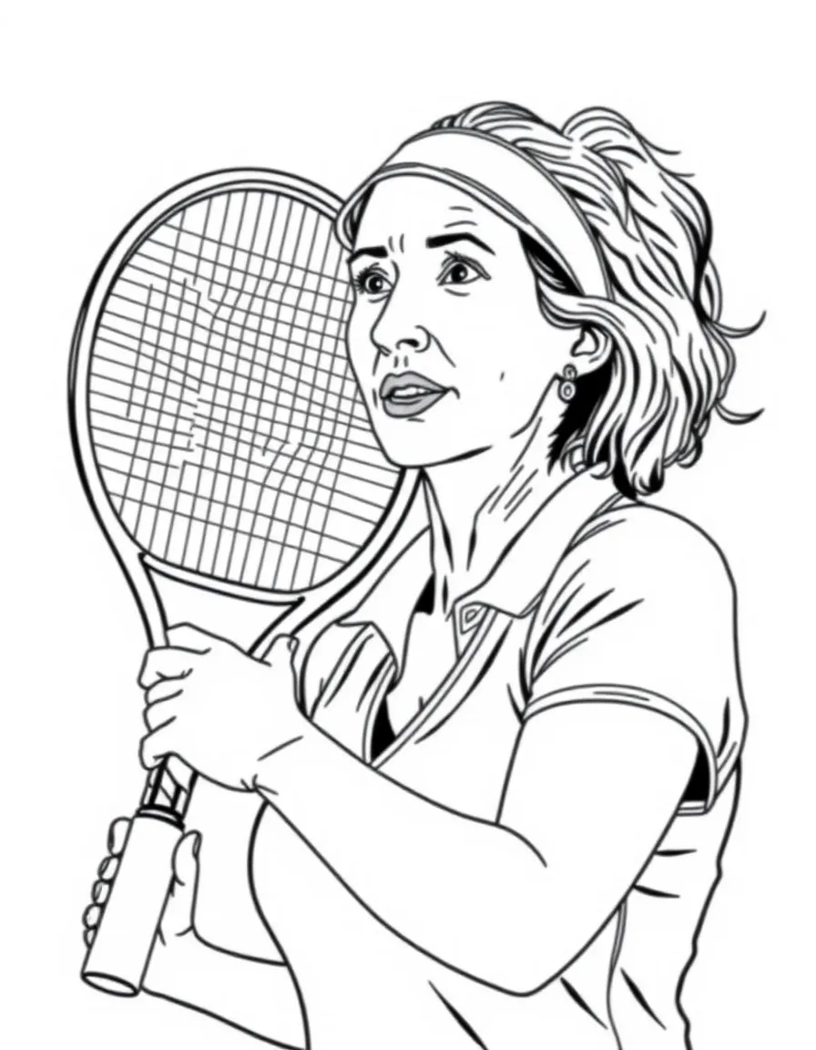 Martina Navratilova with her racket.