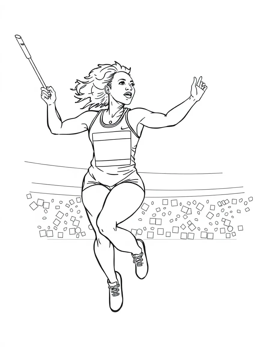 Jackie Joyner-Kersee with a javelin.