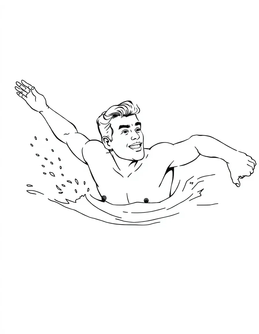 Johnny Weissmuller swimming.