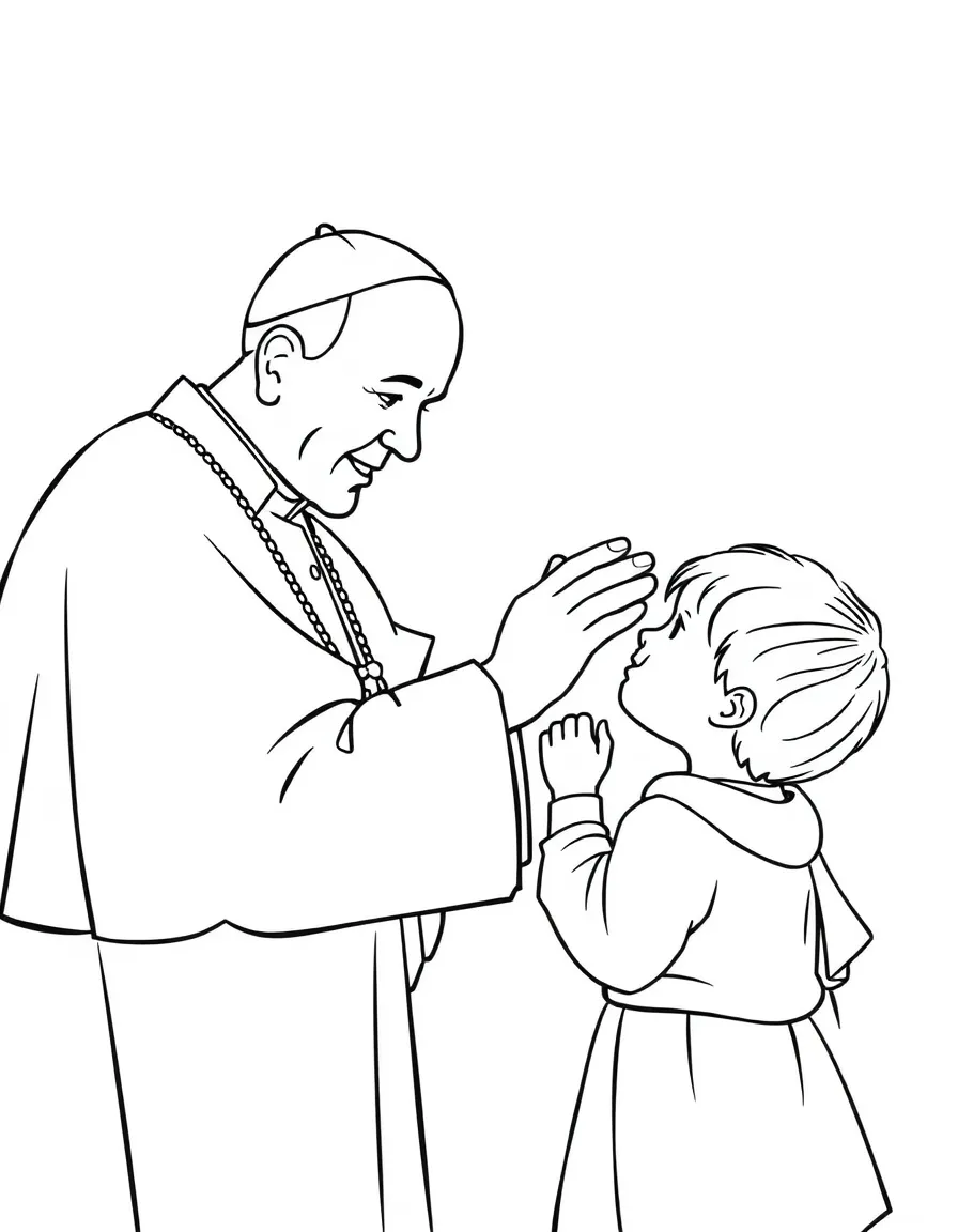 Pope Francis blessing a child.