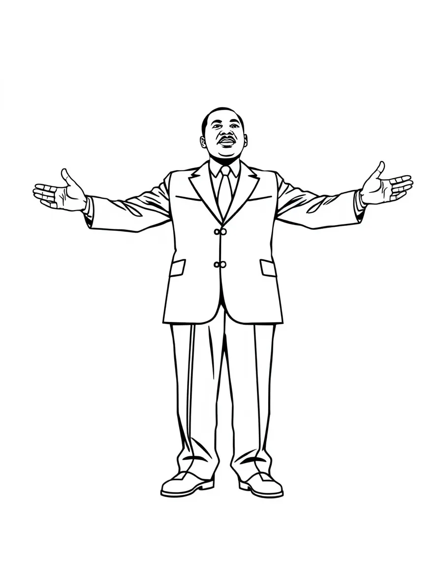 Martin Luther King Jr. standing with his arms open.