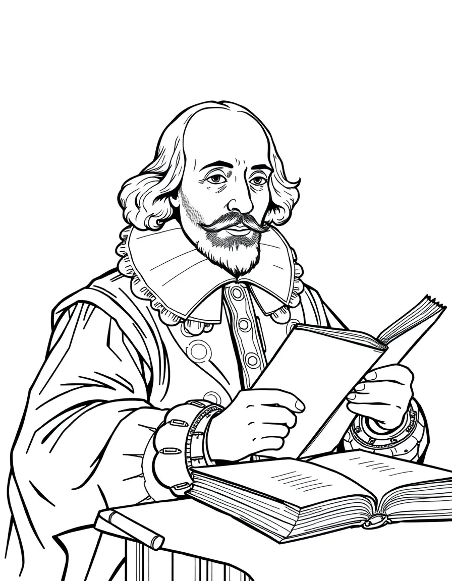 William Shakespeare writing a play.