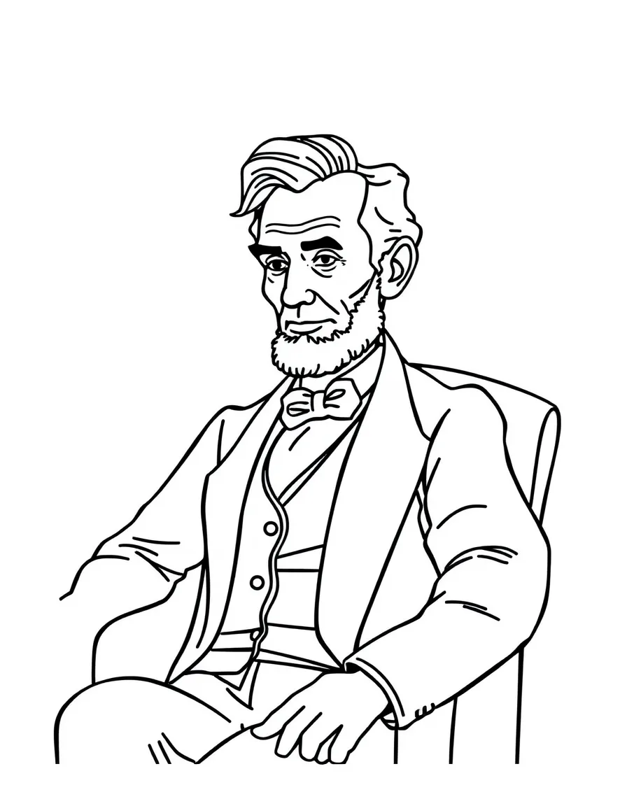 Abraham Lincoln sitting in a chair.