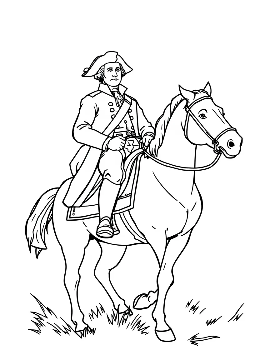 George Washington riding a horse.