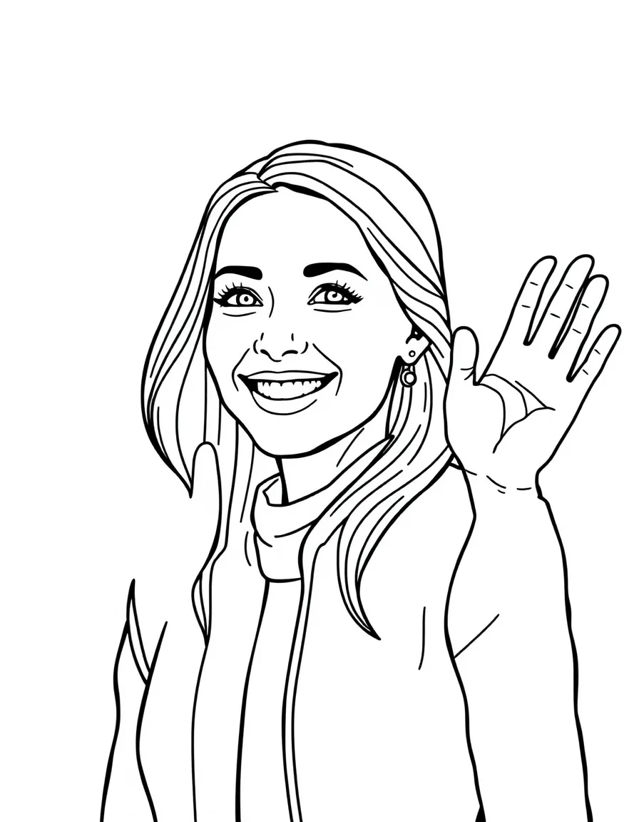 Jacinda Ardern smiling and waving.