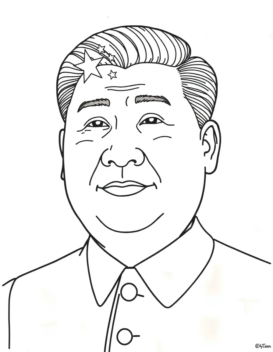Xi Jinping with a simple flag.