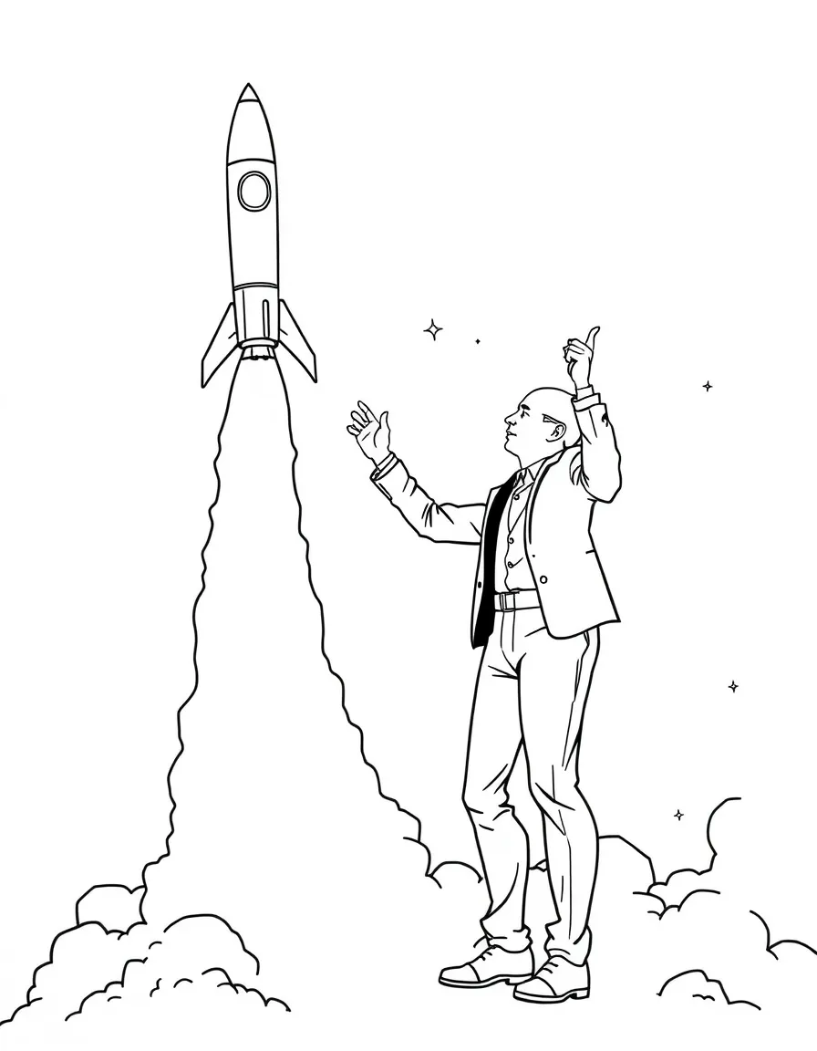 Jeff Bezos launching a small rocket.