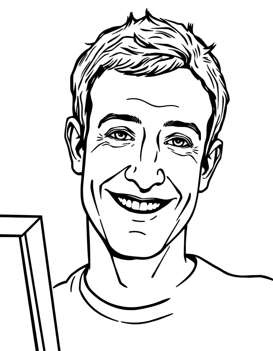 Mark Zuckerberg smiling with a computer.
