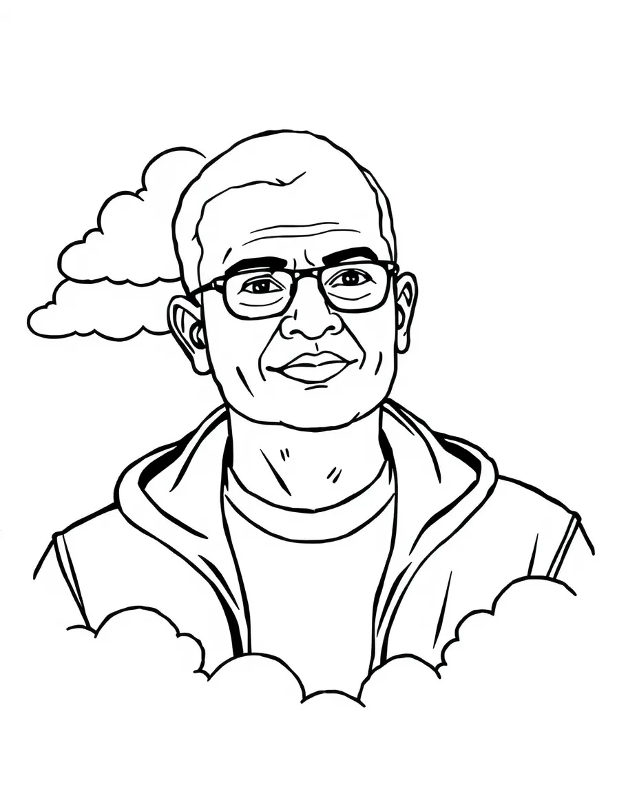 Satya Nadella with a cloud.