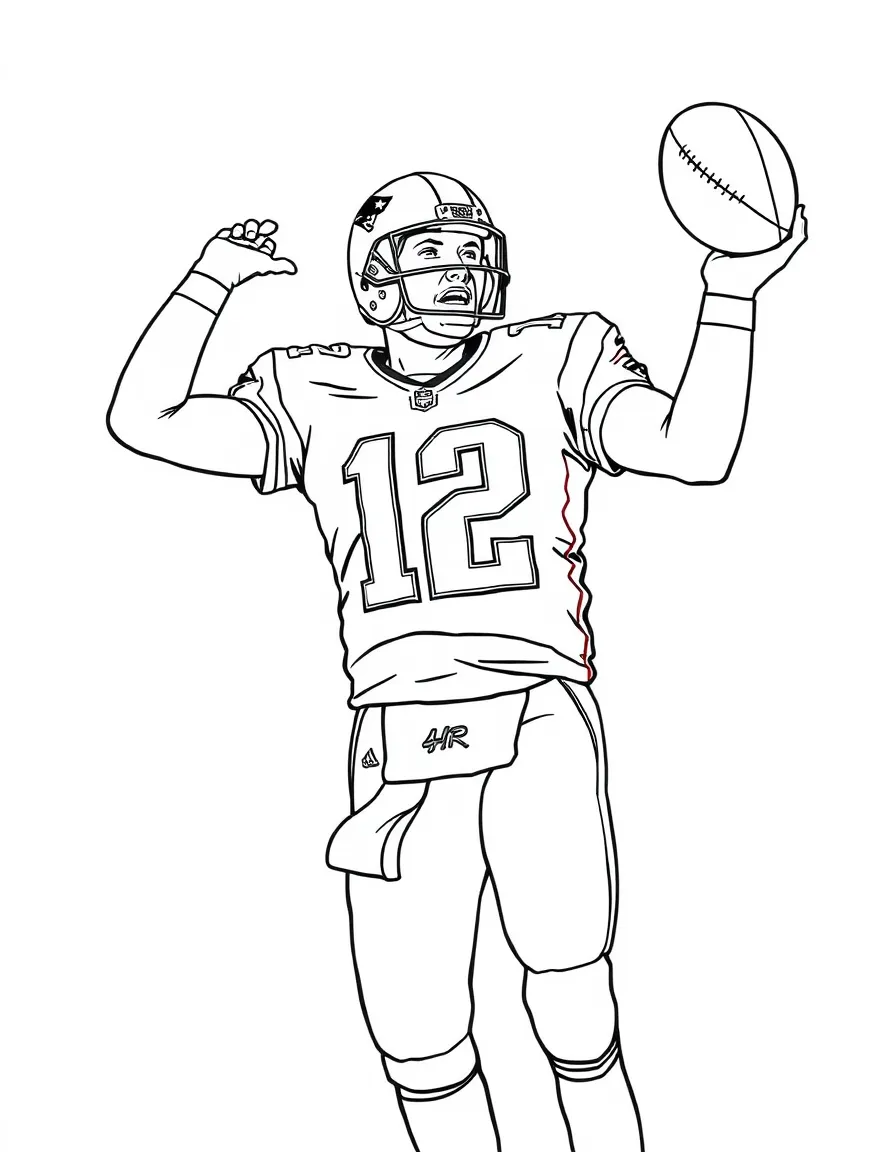 Tom Brady throwing a football in the air.