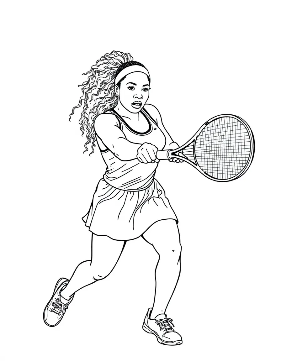 Serena Williams hitting a strong serve.