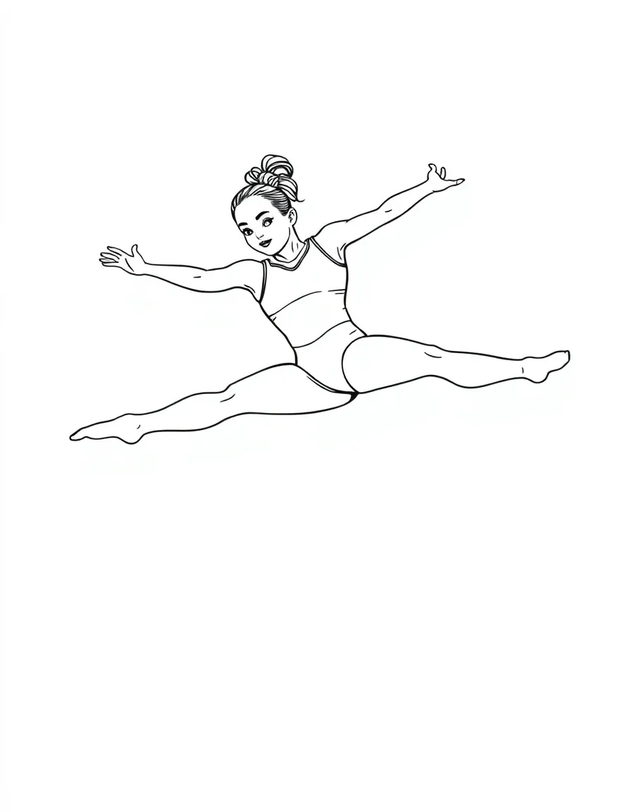 Simone Biles landing a simple jump.