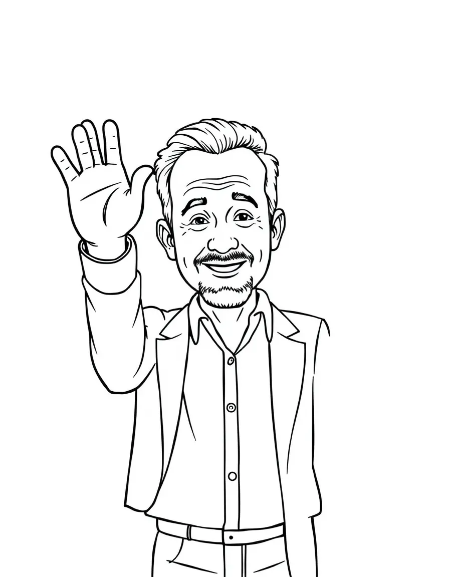 Tom Hanks waving hello.