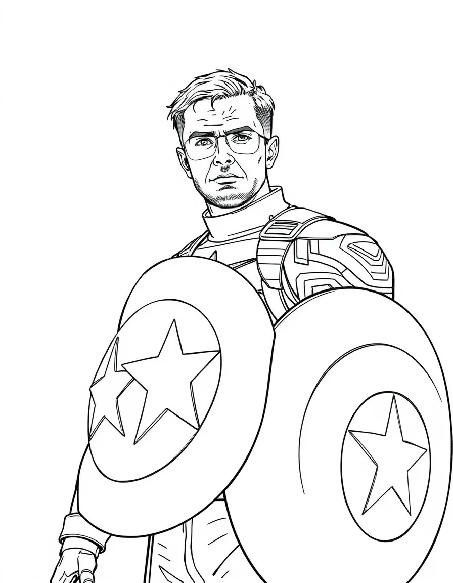 Chris Evans as Captain America with his shield.