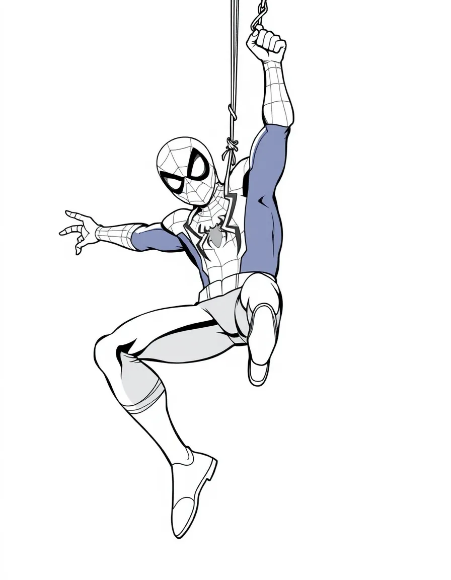 Tom Holland as Spider-Man hanging upside down.