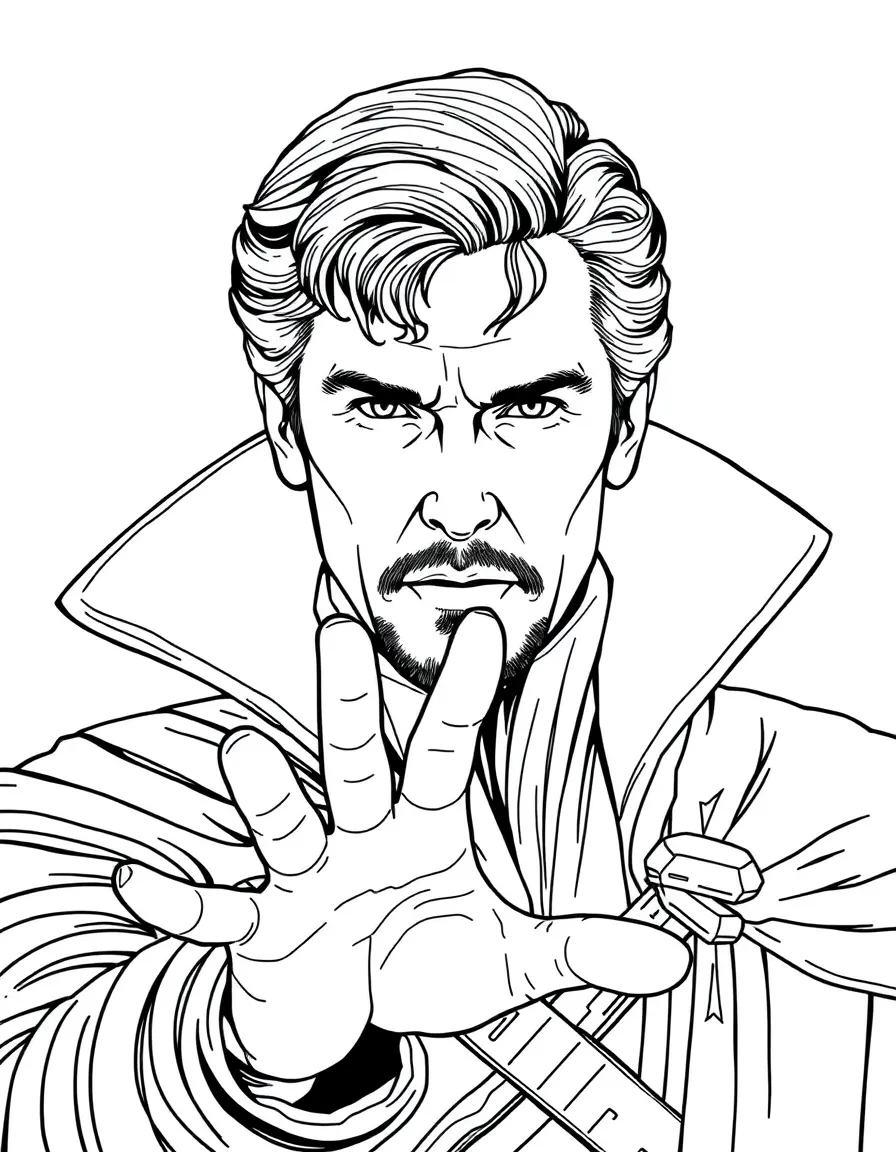 Benedict Cumberbatch as Doctor Strange with a magical hand gesture.