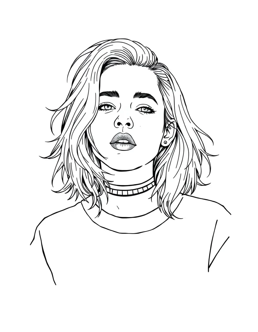 Billie Eilish with her signature hair.