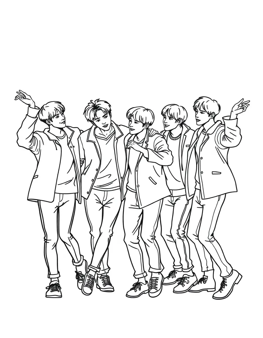 BTS dancing together.