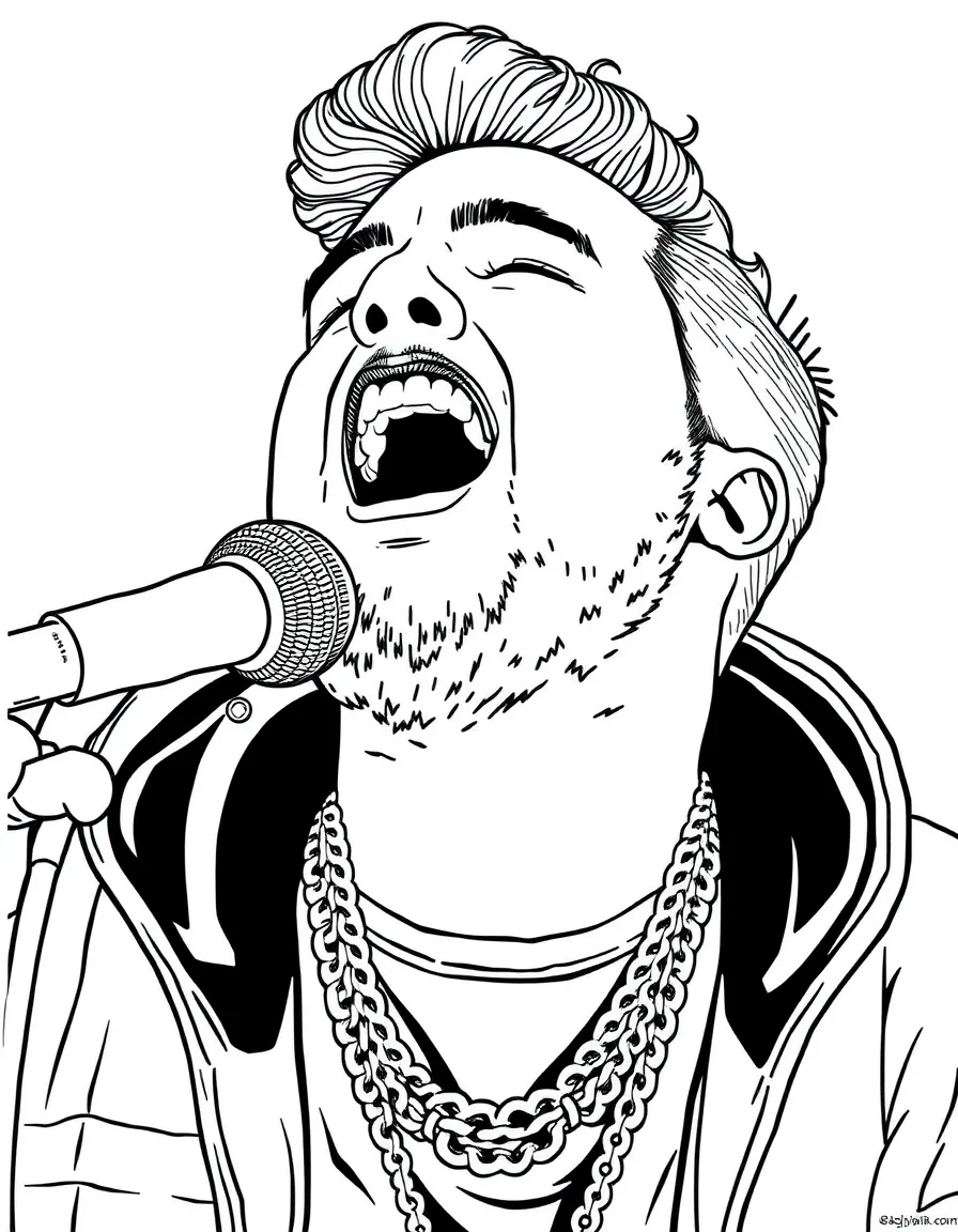 Post Malone singing with a relaxed vibe.