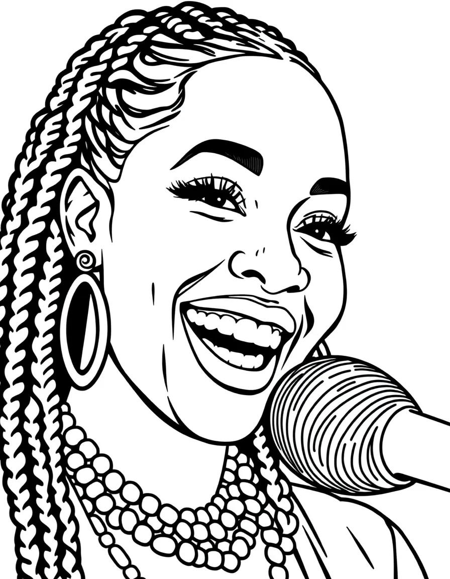 Cardi B smiling with a microphone.