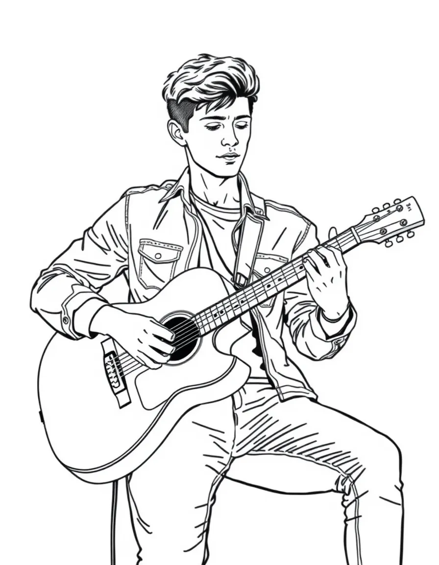 Shawn Mendes playing his guitar.