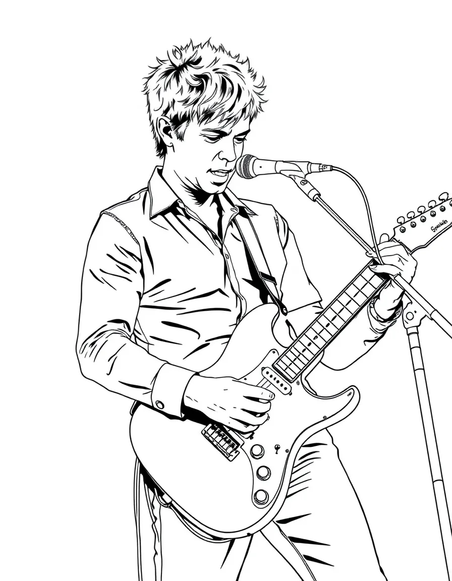 Billie Joe Armstrong playing an electric guitar.
