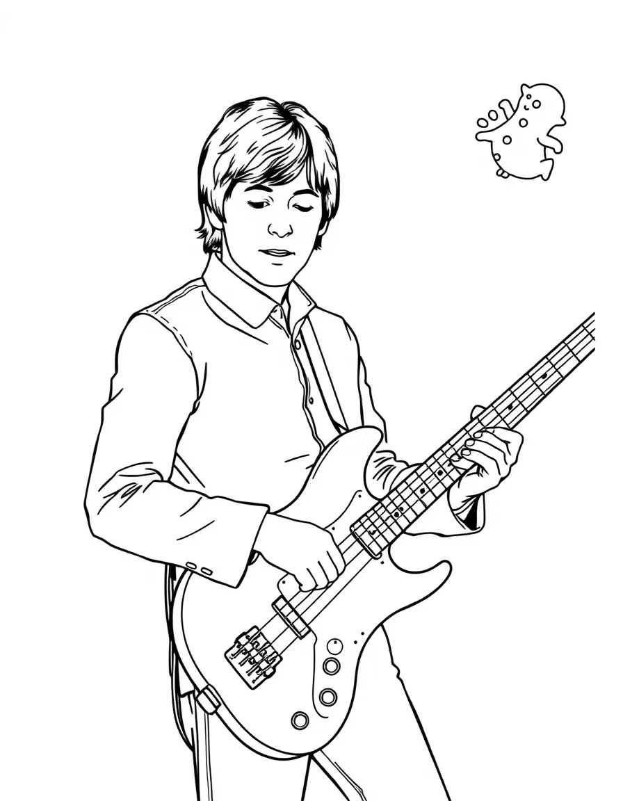 Paul McCartney playing a bass guitar.