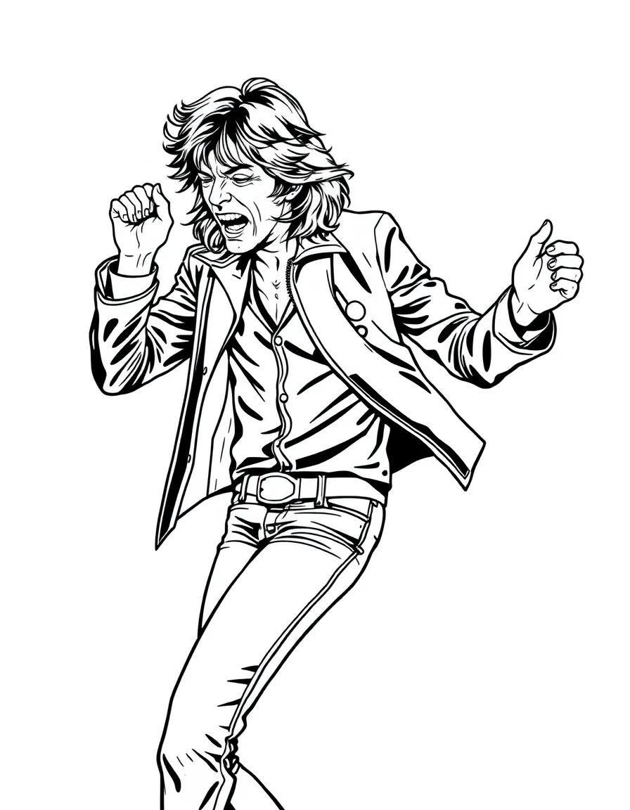 Mick Jagger dancing with energy.