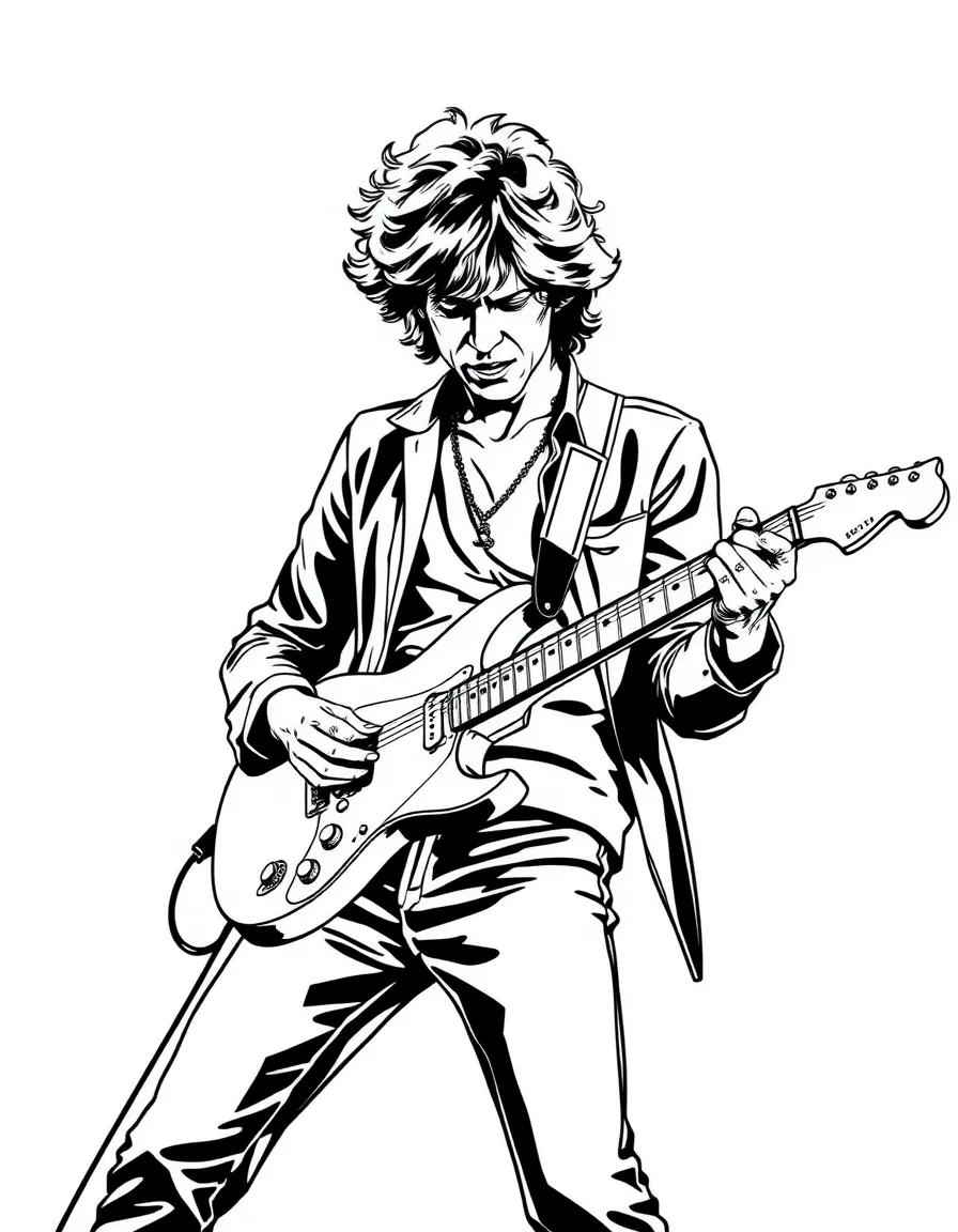 Keith Richards playing a guitar solo.