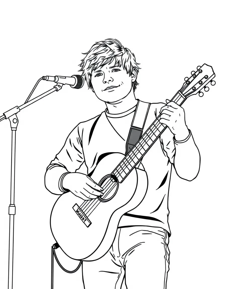 Ed Sheeran with his guitar and a loop pedal.
