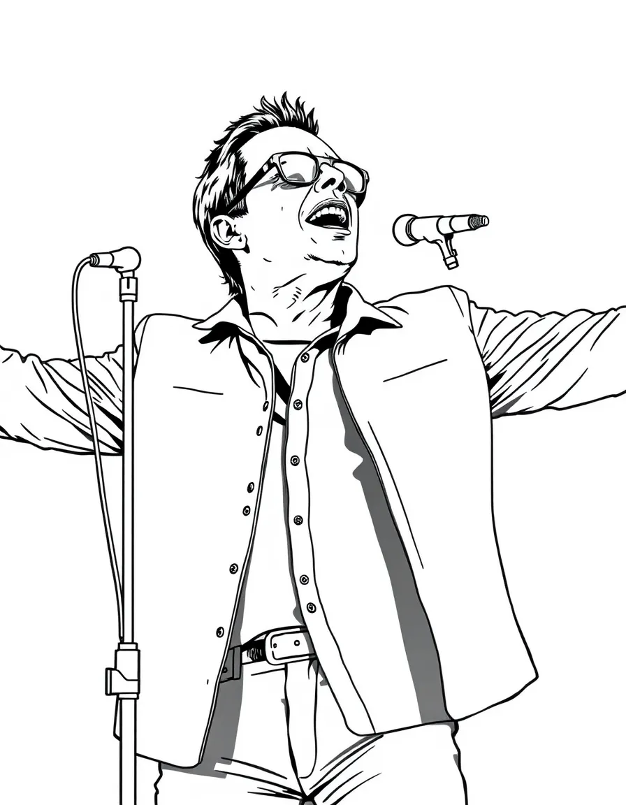 Bono singing with his arms open.