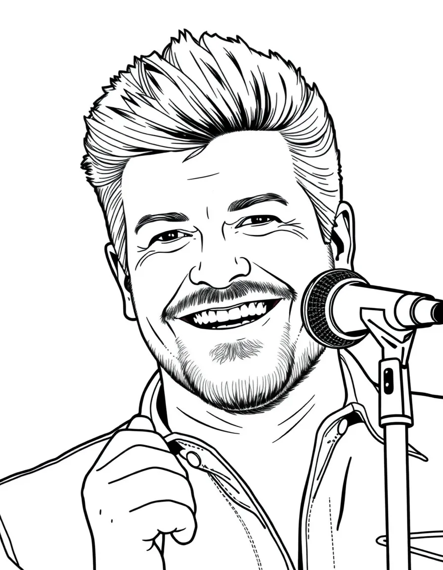 Blake Shelton smiling with a microphone.
