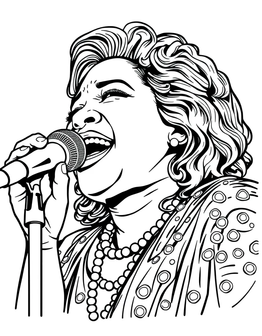 Aretha Franklin singing with powerful emotion.