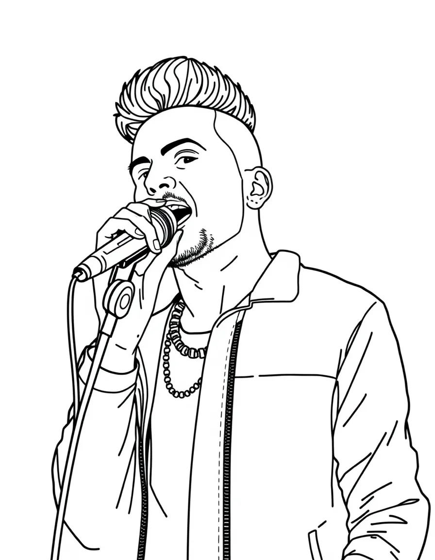 J Balvin singing with a colorful background.